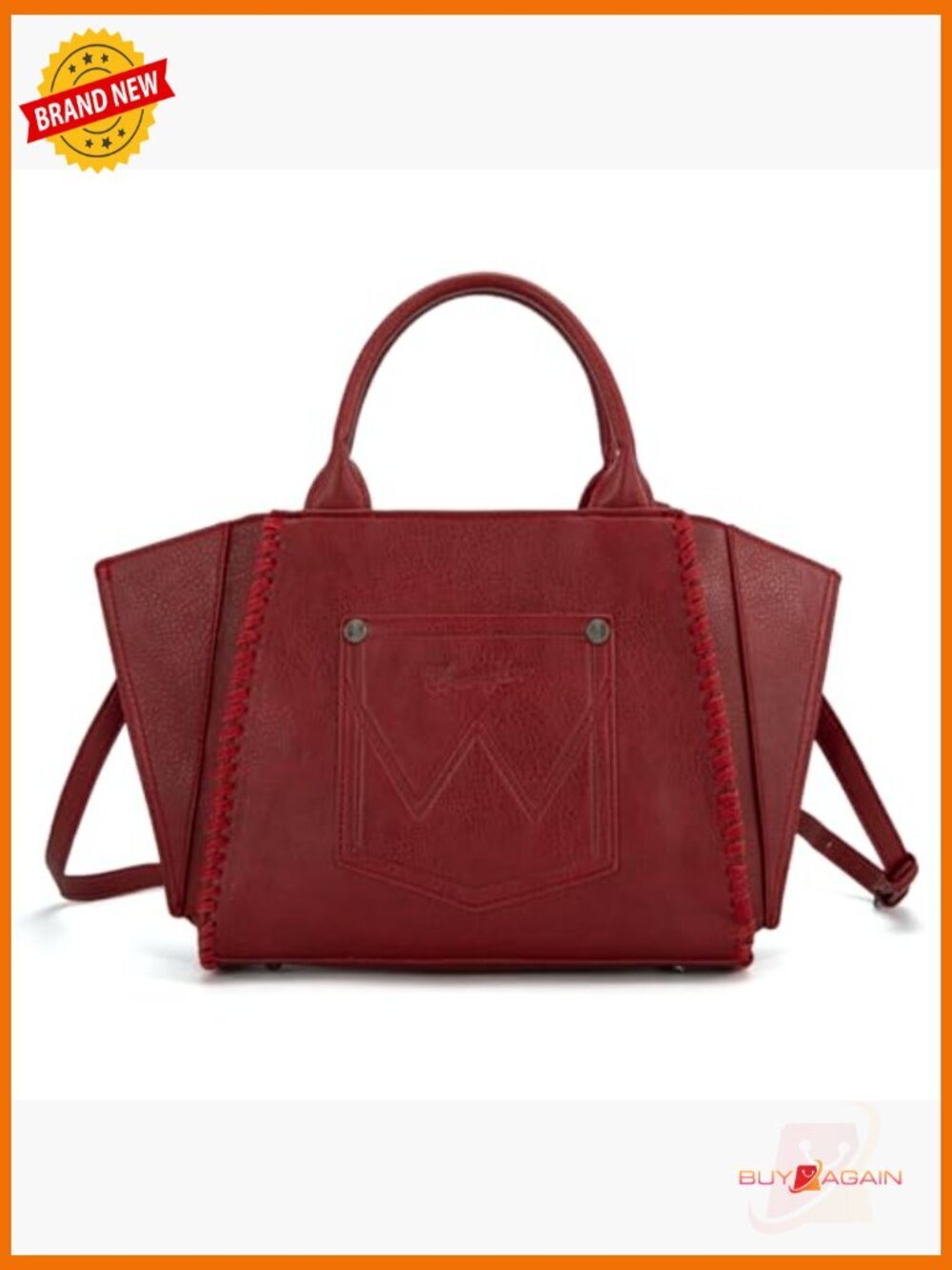 Western Embroidered Tote Bag with Crossbody Strap Faux Leather Top Handle - Picture 4 of 7